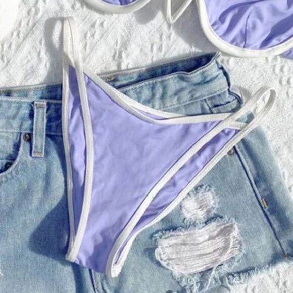 L SPACE WOMEN’S BATHING SUIT BOTTOM IN PURPLE & WHITE(other colors too show pic) - Picture 1 of 8